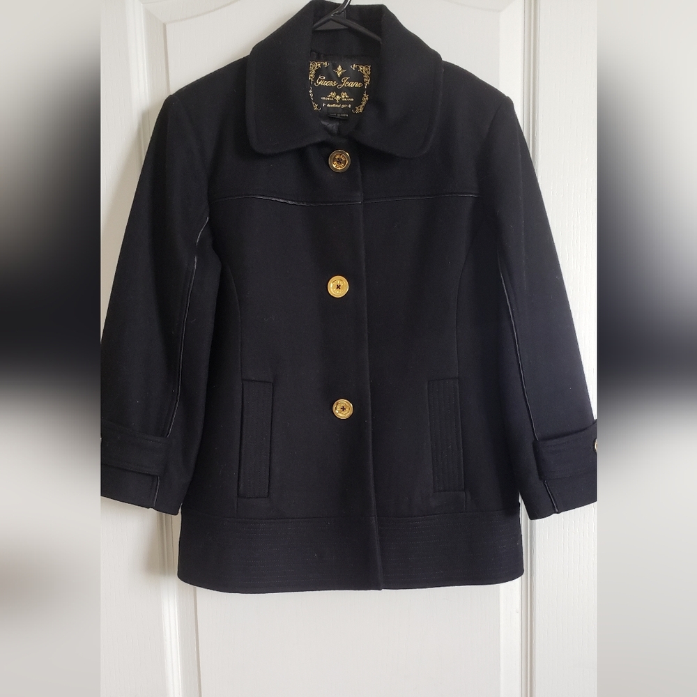 Guess Wool Black Coat Medium